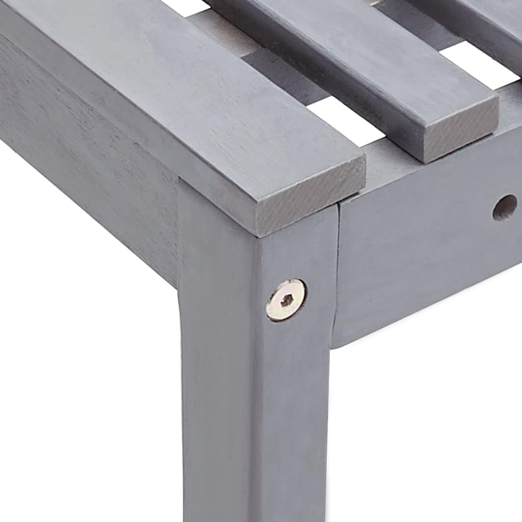 Banco esquinero de jardín para exteriores, color gris, 140 cm, muebles de madera de acacia maciza