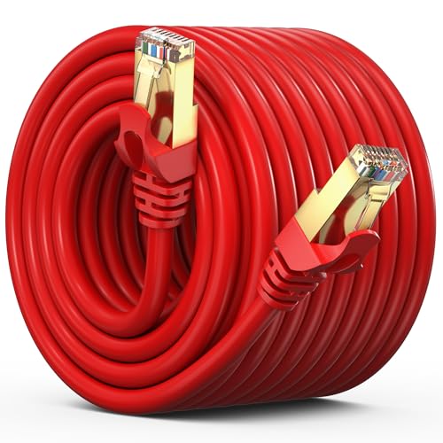 Cable Ethernet Maximm Cat7 plano 150 ft rojo miniatura 1