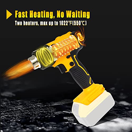 Cordless Heat Gun For Dewalt 20V Max Battery, Hot Air Gun With 2 Nozzles, 2-Temp Settings Max 1022°F(550°C) Fast Heating Wireless Heat Gun With Led Light (Battery Not Included) #TOP3