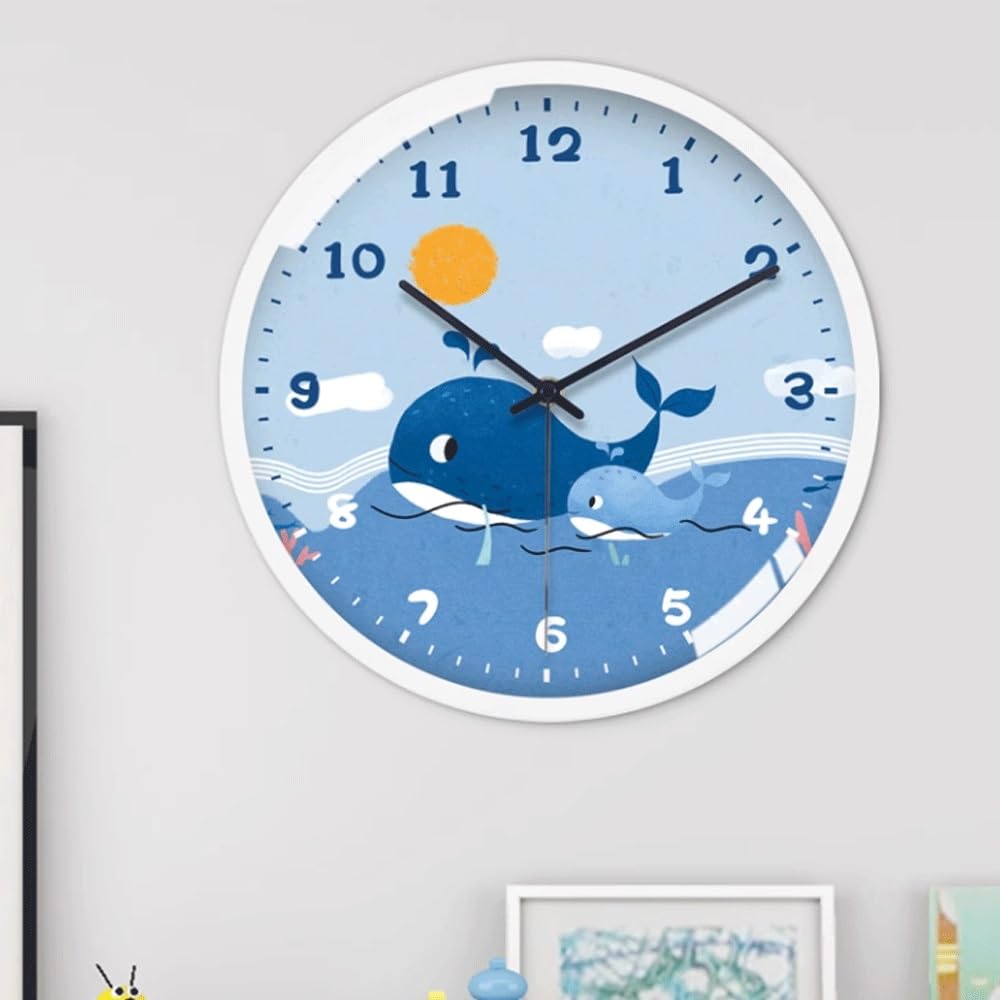 Tempo Orologio da parete al quarzo con onda elettrica silenziosa creativa senza perforazione(Bianco,14inch)