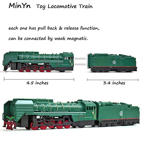MinYn Locomotive Train Model Toy Pullback Retro Steam Train Magnetic Simulation Die cast Engine Vehicle Set Collection Gift Kids - 4pcs