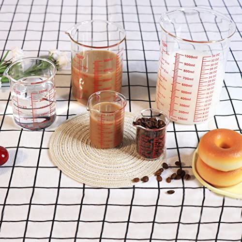 High Borosilicate Glass Measuring Cup Set-V-Shaped Spout,Includes 250ml(8OZ), 500ml(16OZ), and 1000ml(32OZ) Glass Measuring Beaker for Kitchen or Restaurant, Easy to Read