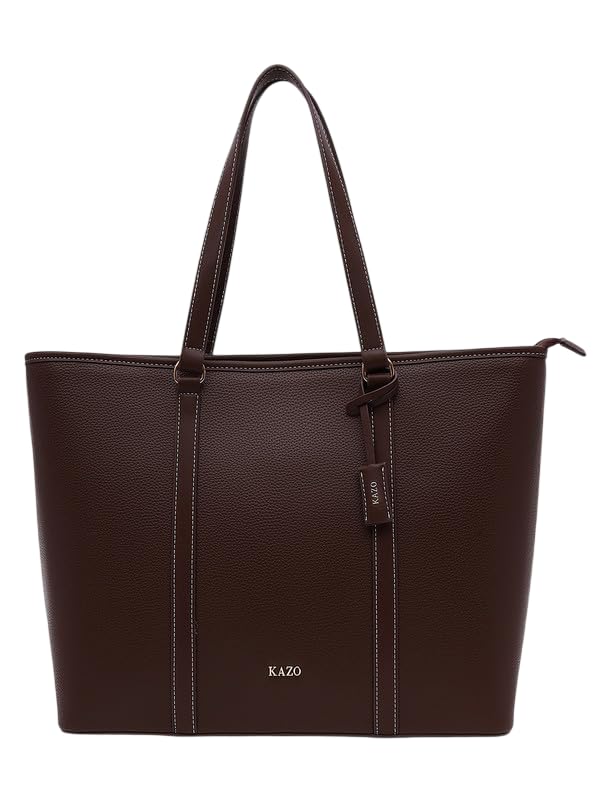Image of Kazo Bag Chocolate Brown Structured Shoulder Handbag | Premium Faux Leather Purse