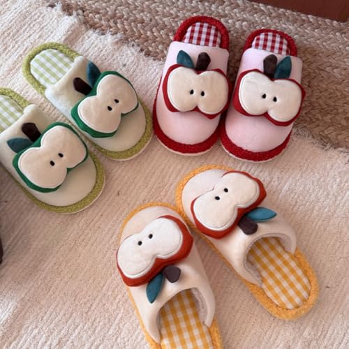 Women Cute Apple Fuzzy Slipper Comfortable Winter House Slippers Shoes Funny Slipper2