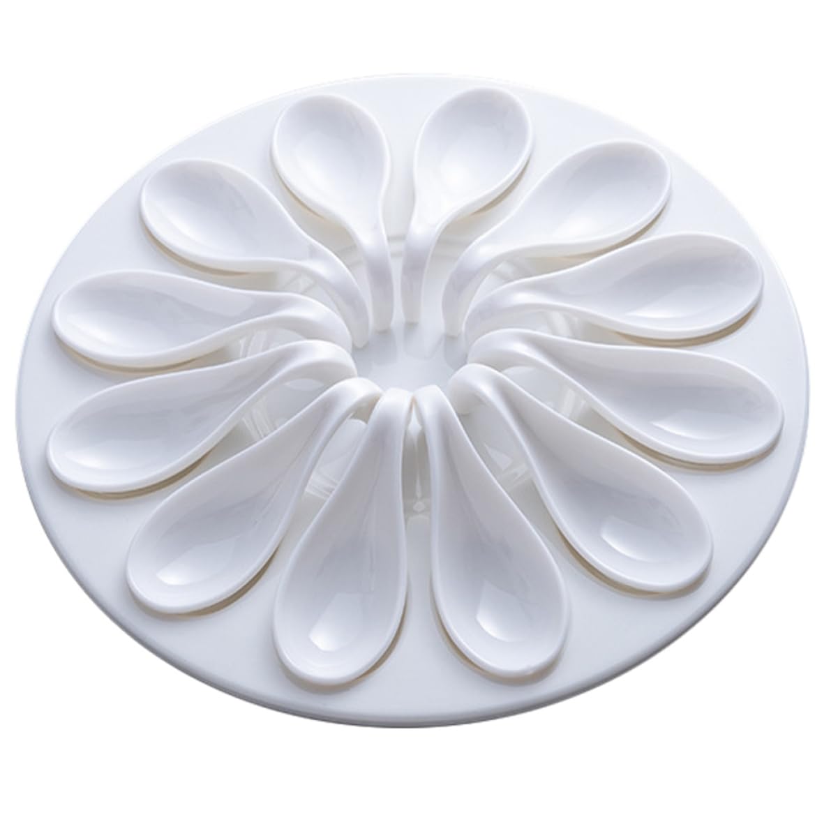 Unomor 1 Set Dish Meatball Container Escargot Snail Tray Chinese Noddle Spoon Meatballs Storage Plate Appetizer Serving Plate Kitchen Deviled Egg Plate Escargot Tong Ruffle White Melamine