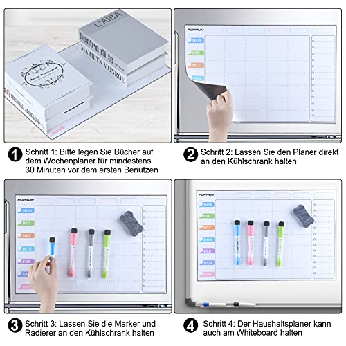 POPRUN Magnetische wekelijkse gezinsmaaltijdplanner, koelkast whiteboard menuplanning, droogwissel actiekalender… - Image 5