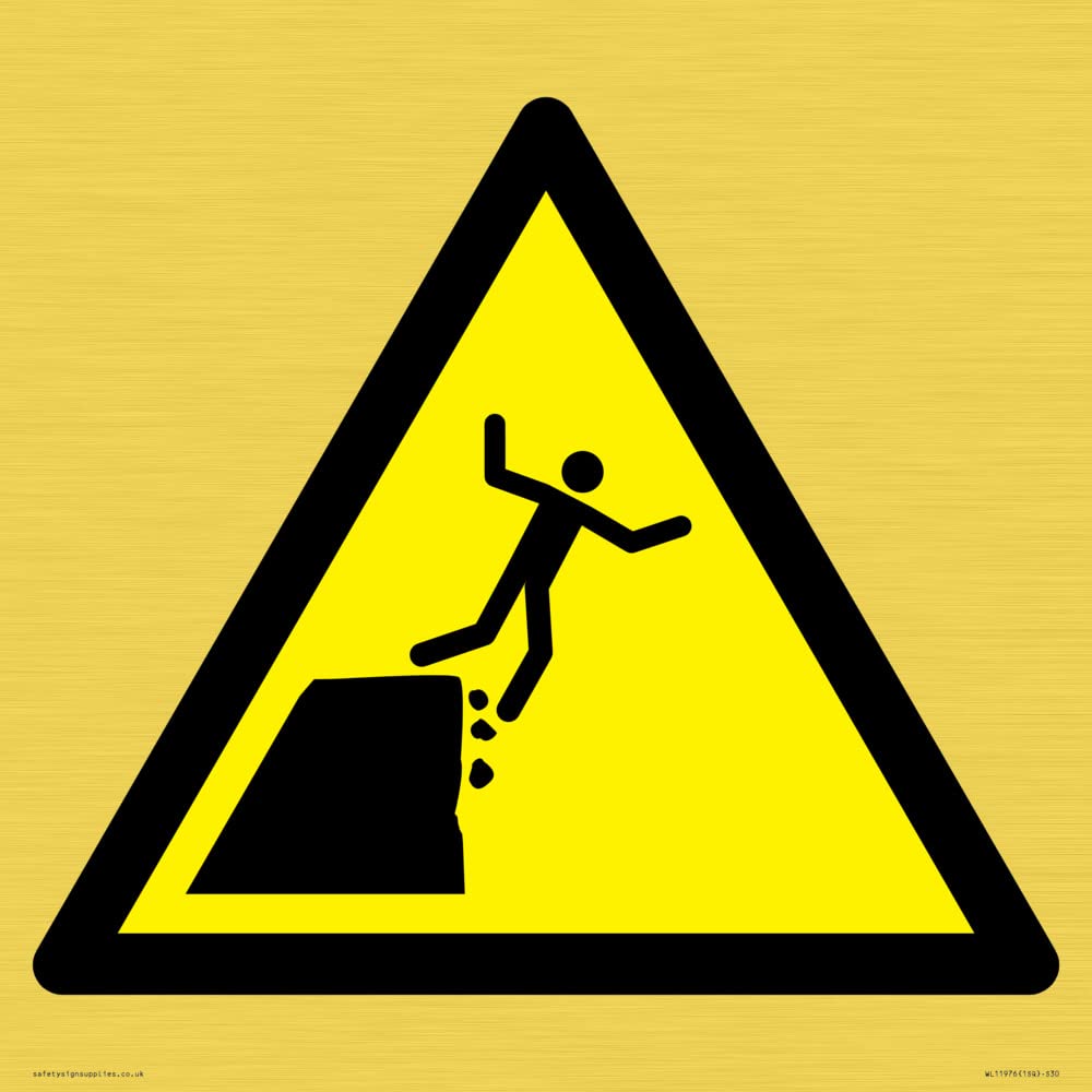 W052 Warning: Unstable cliff edge Sign - 300x300mm - S30