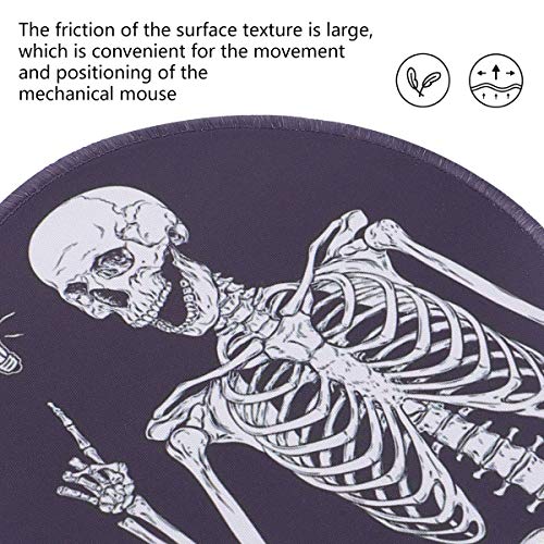 Mobestech Skeleton Mouse Pad Halloween Round Desk Mousepad para Office Home Laptop