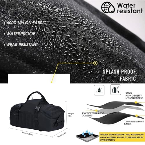 Travel Duffle Bag Gym Bag Duffle Bags with Weekend Overnight Bag for Outdoor Traveling Workout Deployment Sports (Black, 80L)2