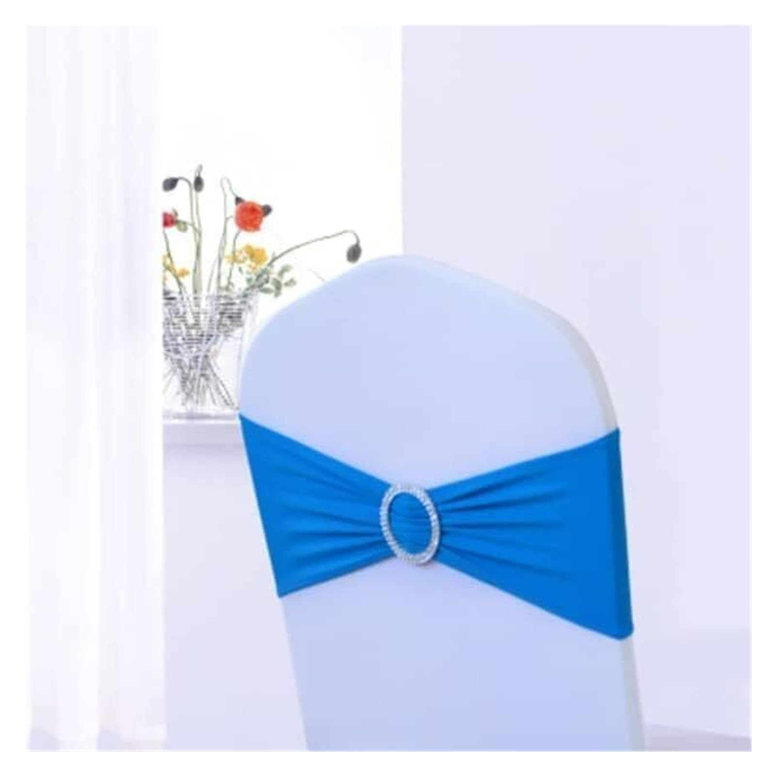 REcsdza chair sashes, 100Pc Spandex Chair Sash Wedding Band SFor Covers Decoration Party Dinner Banquet,100pcs(Lake Blue)