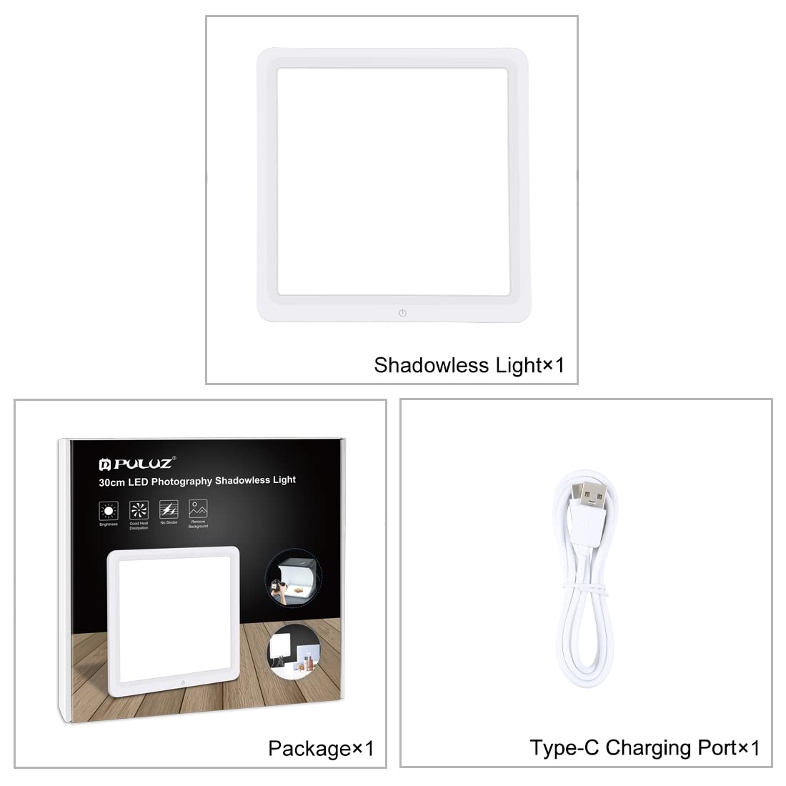 PULUZ 29CM Lampe LED de Lumière sans Ombre pour la Photographie dans la Boîte de Studio Photo, Lumière Inférieure pour Boîte à Bijoux, Cosmétiques