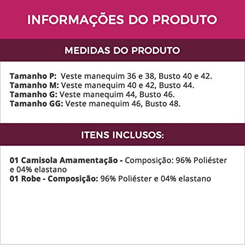 Camisola Amamentação Com Robe em Microfibra e Renda - ES206-207