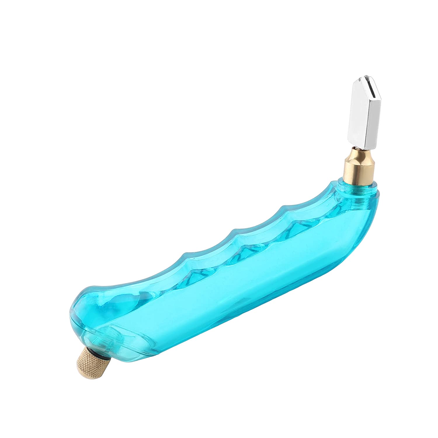 Utoolmart 160mm Total Length 6-12mm Cutting Depth Blue Wheel Flute Oil Feed Glass Cutter Handy Tool Metal Handle Push Cutter