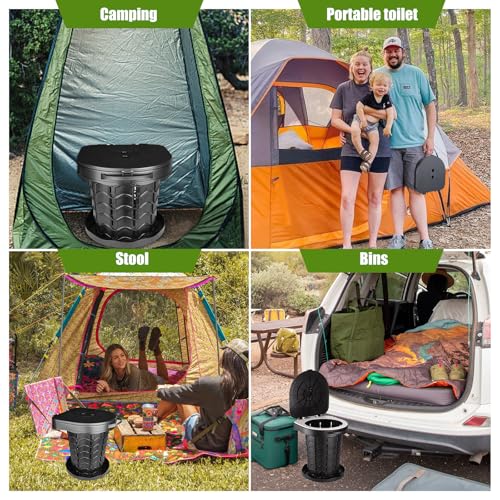 KALBIGRO Campingtoilette Faltbar, 220kg Camping Toiletten Mobile, Camping Klo Portable mit 10 Stück Toilettenbeutel, Klapptoilette für Camping, Wandern, Angeln, Reisen