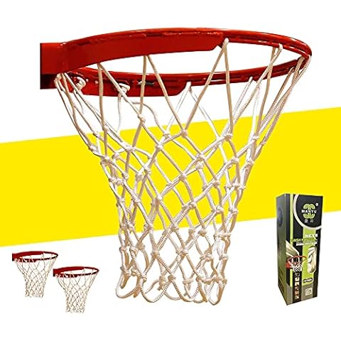 FrSara Basketball net, Basketball nets Heavy Duty Outdoor Using high-Strength Material, Unique Production Technology, Thickened and Reinforced, Suitable for Indoor and Outdoor use - White, 12 Loops Cover