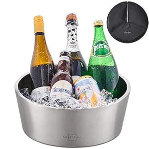 SILBERTHAL Grote champagnekoeler van roestvrij staal, champagnekoeler, champagnekoeler, tafel voor flessen en dranken