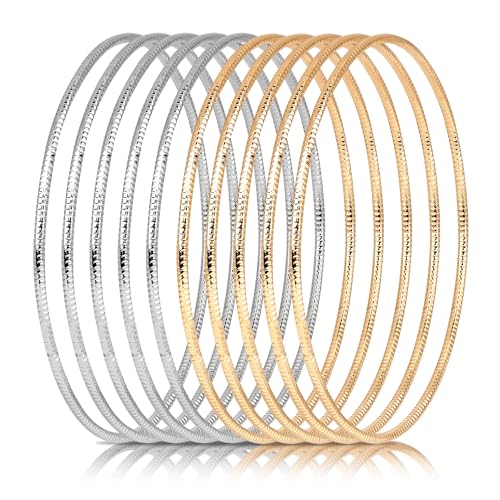 Ensemble de 10 bracelets joncs en acier comme cadeau idéal pour femme