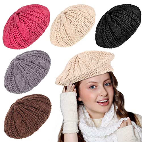 JenPen 5 Pieces Crochet Tam Hat for Women Crochet Knit Beret Winter Beanie Solid Color Beret Hat One Size Slouchy Beanie (Retro Color) JenPen 5 Pieces Crochet Tam Hat for Women Crochet Knit Beret Winter Beanie Solid Color Beret Hat One Size Slouchy Beanie (Retro Color)