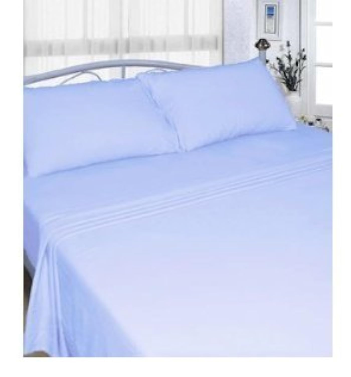 Rayyan Linen Sky Blue Thermal Flannelette Fitted Sheet Brushed 100% Cotton Soft Luxury 25Cm Deep Fitted Bed Sheet (, Single)