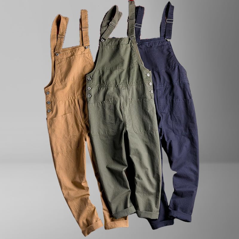 Combinaison de travail homme coton vintage cargo ample multipoche