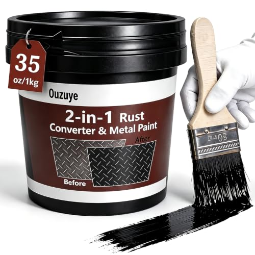 2 in 1 Rust Converter & Metal Primer, 35OZ Black Rust Reformer Paint for Metal, Ultra Rust Encapsulator & Inhibitor, Heat Resistance Rust Paint for for Automotive, Truck Frame, Trailer, Chassis, Mort