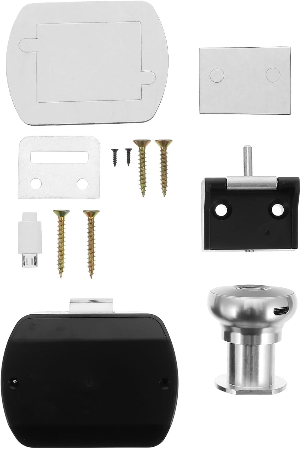 PRETYZOOM Fingerprint Cabinet Lock USB Charging Keyless Biometric Lock for Office Furniture Aluminum Alloy Drawer and Wardrobe Security Silver