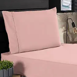 Jogo de Cama Classic Solteiro Percal 400 Fios Ponto Palito 02 Peças, Antiácaro, Anti-pilling com Toque Macio - Rosê