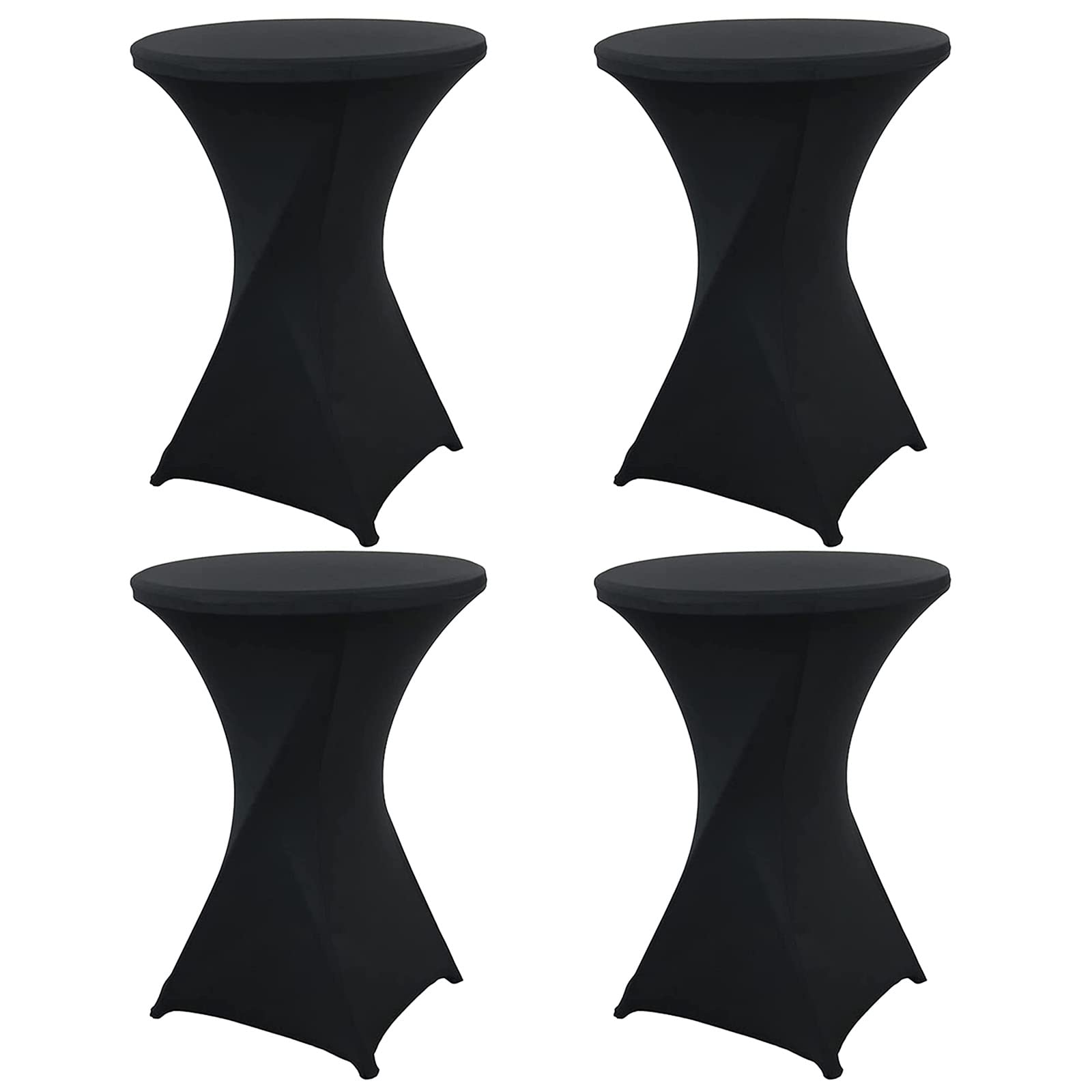 Paquete de 4 Mantel de Cóctel, Spandex Mantel Elastico para Cóctel, Mantel para Bar, Boda, Banquete, Mesa,Negro,80x110cm