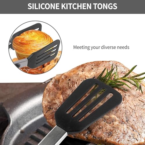 Neuytiky 3 Stück Grillzange Edelstahl mit Ständer,Spaghettizange,KüChenzange,Kochzange,Premium-Küchenzange aus Edelstahl,für Spaghetti,Steak,Kuchen,Pizza,Salat