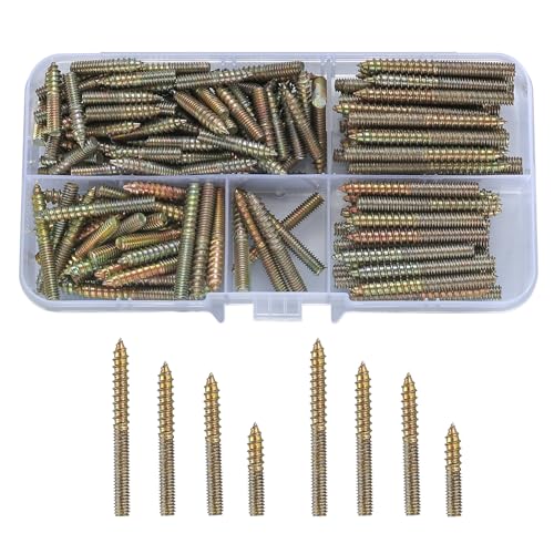 200 Stück M4 Stockschrauben, M4x20/30/35/40mm Schraubstifte, Doppelkopfschrauben, Selbstschneidende Holzschraube, Kohlenstoffstahl Doppelkopf Schrauben für Holzverbindung Möbelbeine