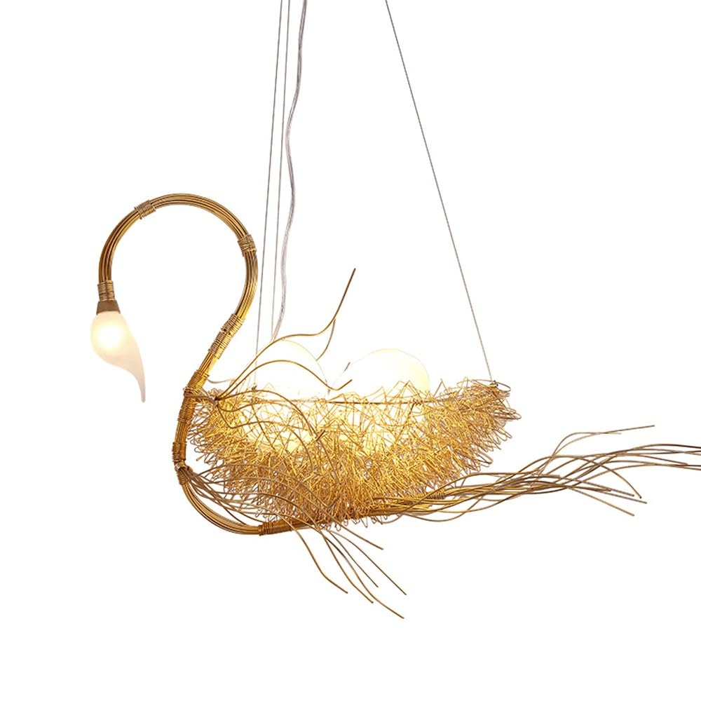 KXEcoLife Luxury Swan Pendant Light with Frosted Glass Hanging Lamp Postmodern Suspension Lighting for Kitchen, Dining Room, Barn, Entryway, Restaurant