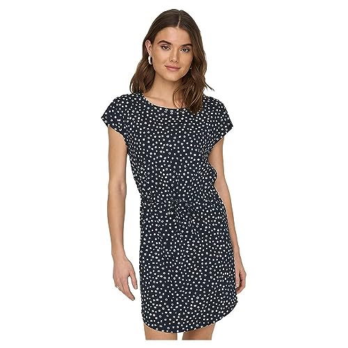 ONLY Damen Onlmay S/S Dress Noos Kleid, Night Sky/AOP:lea Flower, M EU