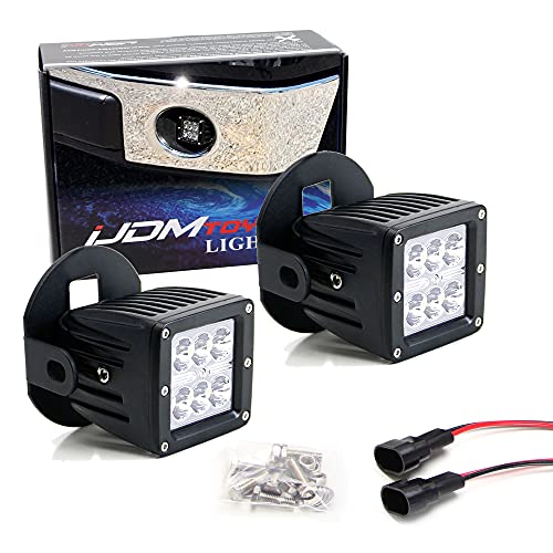 iJDMTOY LED Pod Light Fog Lamp Kit Compatible With 2006-2014 Ford F150, Includes (2) 24W High Power 2x3 CREE LED Cubes, Foglight Location Mounting Brackets & Wiring/Adapter Harnesses