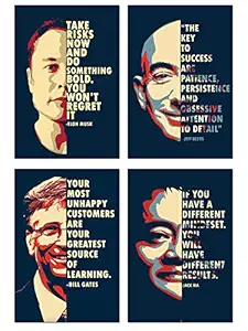 Good Hope Combo Jeff Bezos Jack Ma Elon Musk Bill Gates Motivational Quote Poster (12x18 Inch) For Room Office School Student Kids Home wall Decoration Bedroom Hotel Living Gift sticker Boys Hostel