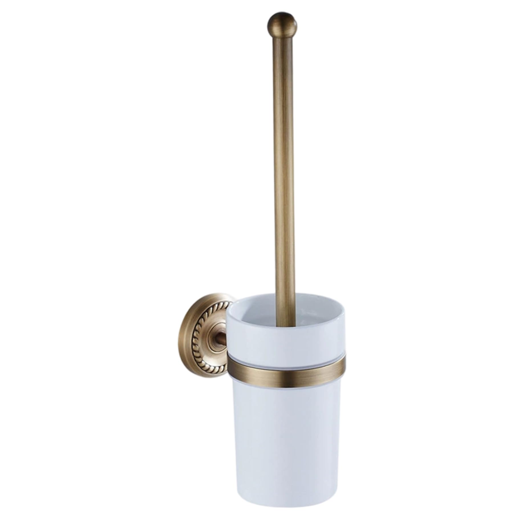 Vinta - Set di scopino per WC in ottone anticato, 37,1 cm, strumenti per la pulizia del bagno, design retrò elegante, accessori da bagno eleganti per soluzioni di pulizia eleganti