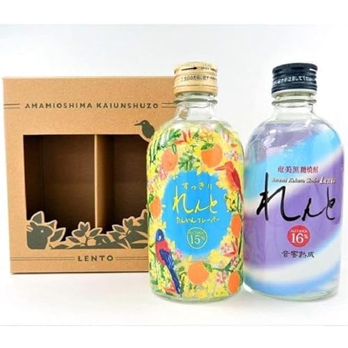 世界遺産登録記念・黒糖焼酎 れんと[奄美の風]300ml×2本セット[専用化粧箱入り]