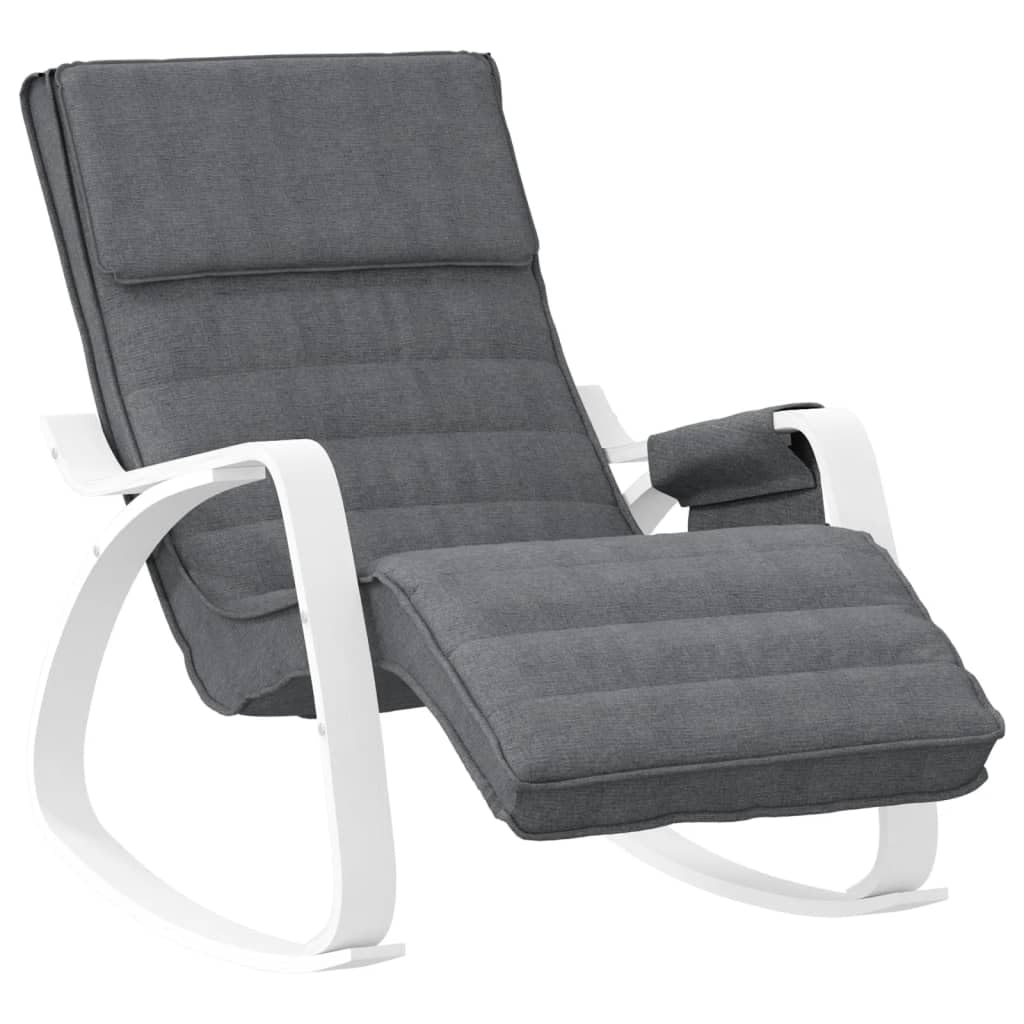 Schaukelstuhl Dunkelgrau Stoff Relaxstuhl mit Birkenholz-Rahmen Moderner Polstersessel für Wohnzimmer Schlafzimmer und Lounge Bequemer Wippstuhl Belastbarkeit bis 110 kg 67x80x88 cm