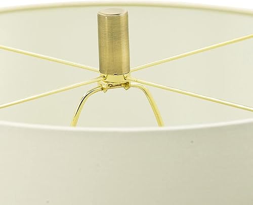 Miniatura 4 de A and B Home Lámpara de mesa de hierro y vidrio blanco y dorado con forma de tambor de 35 pulgadas de alto para mesita de noche, tocador, sala de