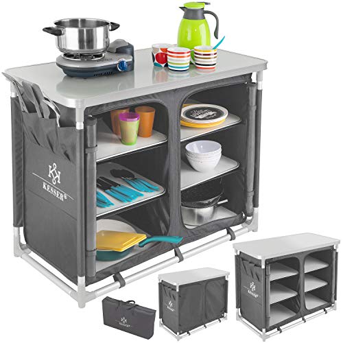 KESSER® Armario de Cocina de Camping, Cocina de Camping con Marco de Aluminio, Incl. Bolsa de Transporte, Armario de Cocina para el Camping, Muebles de Camping, Al Aire Libre