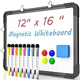 Nicpro Small Dry Erase White Board 12'' x 16'', Magnetic Hanging Double-Sided Whiteboard with 8...