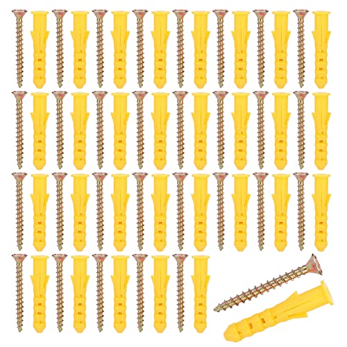 Drywall Anchor kit, 60 Pieces Plastic Expander Anchor Screw Hole Fillers and Screws Galvanized Plated for Drywall Hollow Wall Concrete Ceiling Tile Wood (M6x40mm 30set)