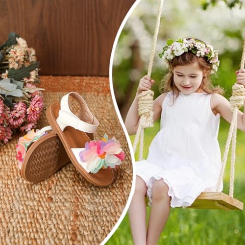 Toddler Girls Sandals Open Toe Summer Flats Flower Girl Dress Shoes for Baby Little Kids2