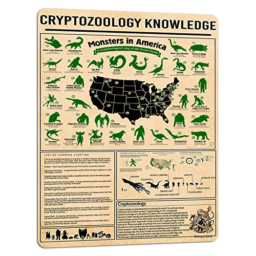 Affiche vintage en métal et aluminium avec inscription « Connaissances en cryptozoologie » (20,3 x 30,5 cm)