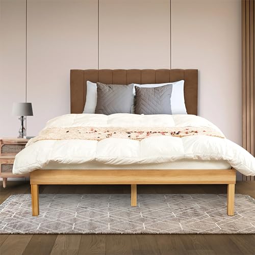 Linda 14 Inch Full Solid Wood Platform Bed Frame No Squeak Bed Frame with Wooden Slats No Box Spring Needed 9 2 Under Storage Natural