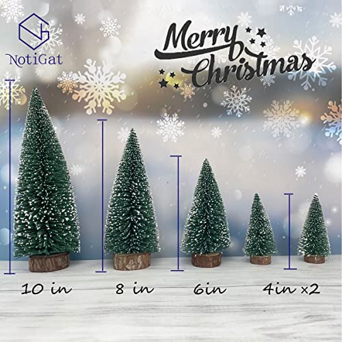 Notigat Mini Christmas Tree Bottle Brush Christmas Trees With Wooden Bases Christmas Decorations For Party Table Top Decer Christmas Tree （5Pcs） #TOP6
