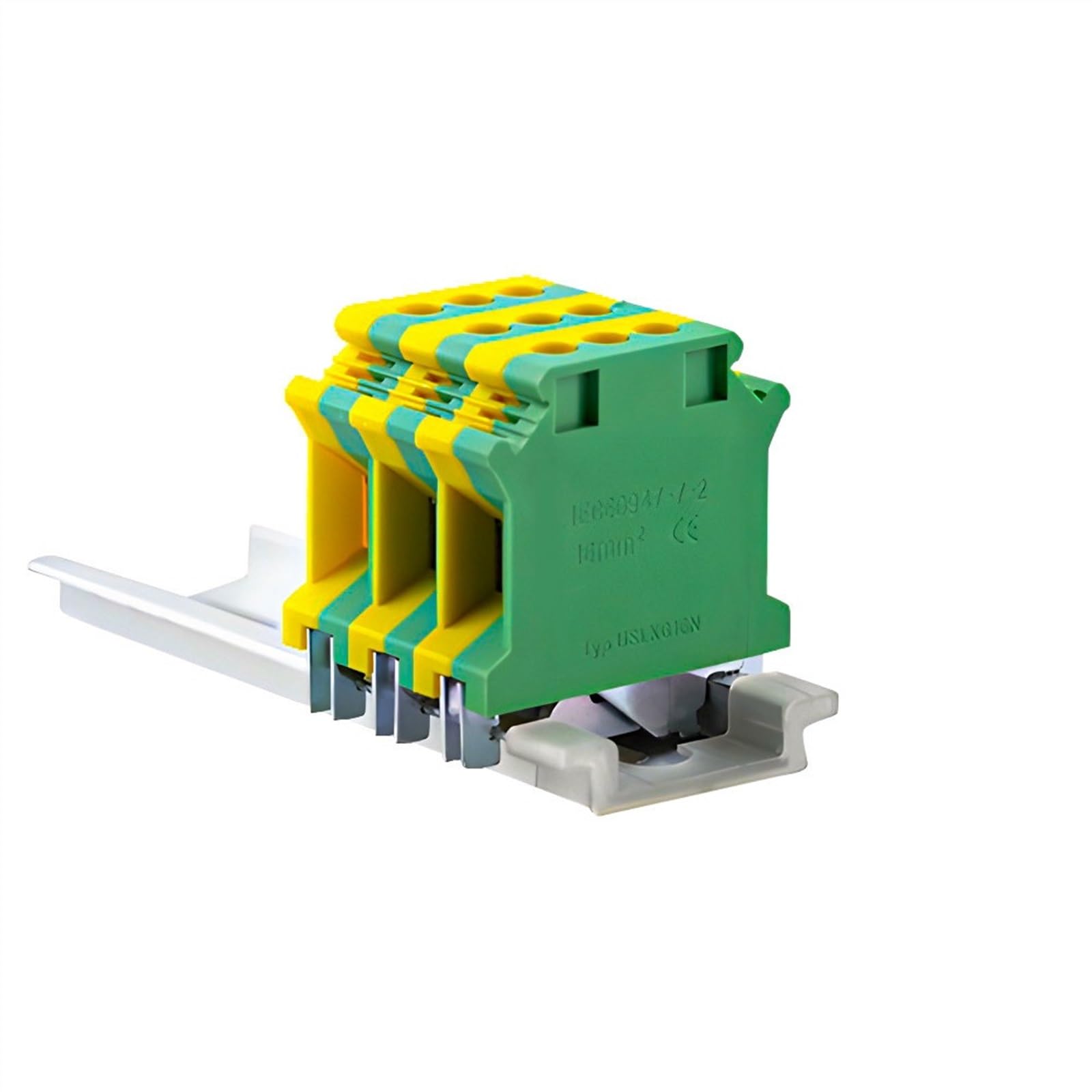 UISLKG-16 PE Bloques de terminales de carril Din Conector de clase universal de tierra Bloques de terminales de tornillo UISLKG16 10PCS