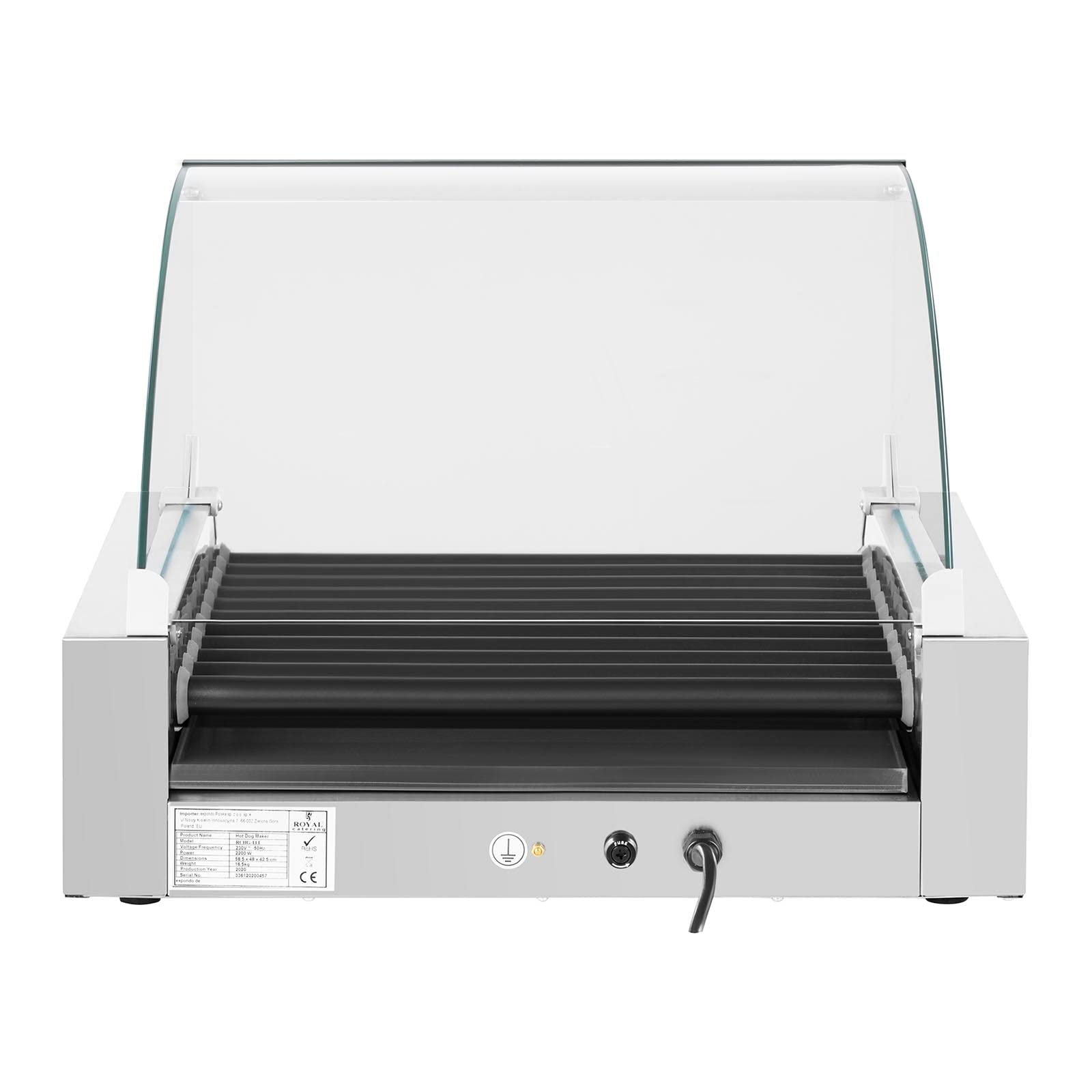 Royal Catering - RCHG-11T - Griglia a 11 rulli per wurstel - 2.200 watt