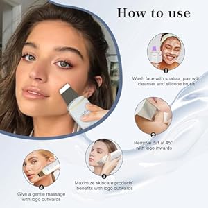GUGUG Skin Scrubber Face Spatula Skin Spatula Pore Cleaner Blackhead Remover Tools for Facial Deep Cleansing-4 Modes -White GUGUG Skin Scrubber Face Spatula Skin Spatula Pore Cleaner Blackhead Remover Tools for Facial Deep Cleansing 4 Modes White
