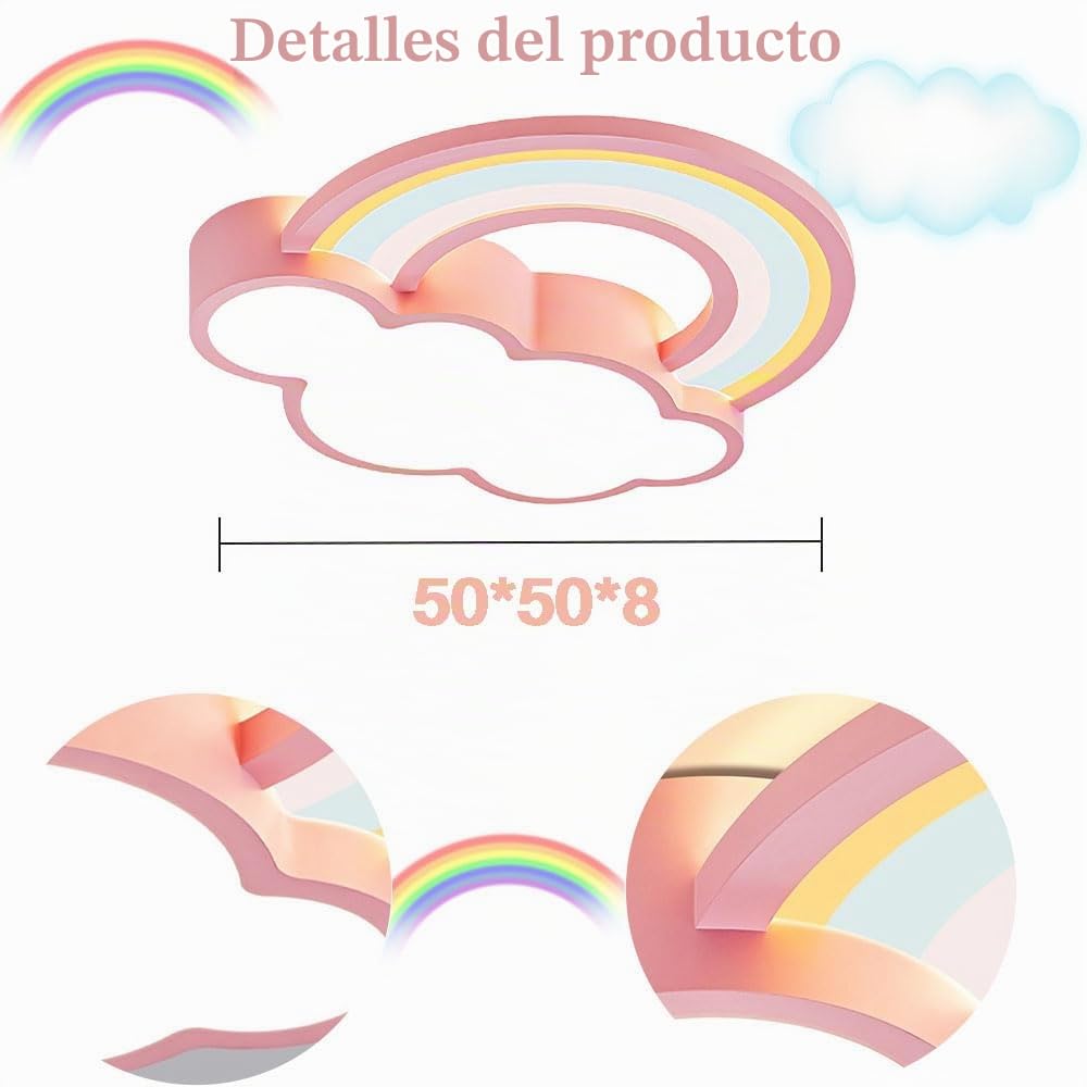 KZT LED Plafones de Techo Regulable con Mando a Distancia Moderna Nubes Arcoiris Lámpara de Techo Niño y Niña Luz de Techo para Habitación infantil Dormitorio Salon Hoteles Lámpara Colgante