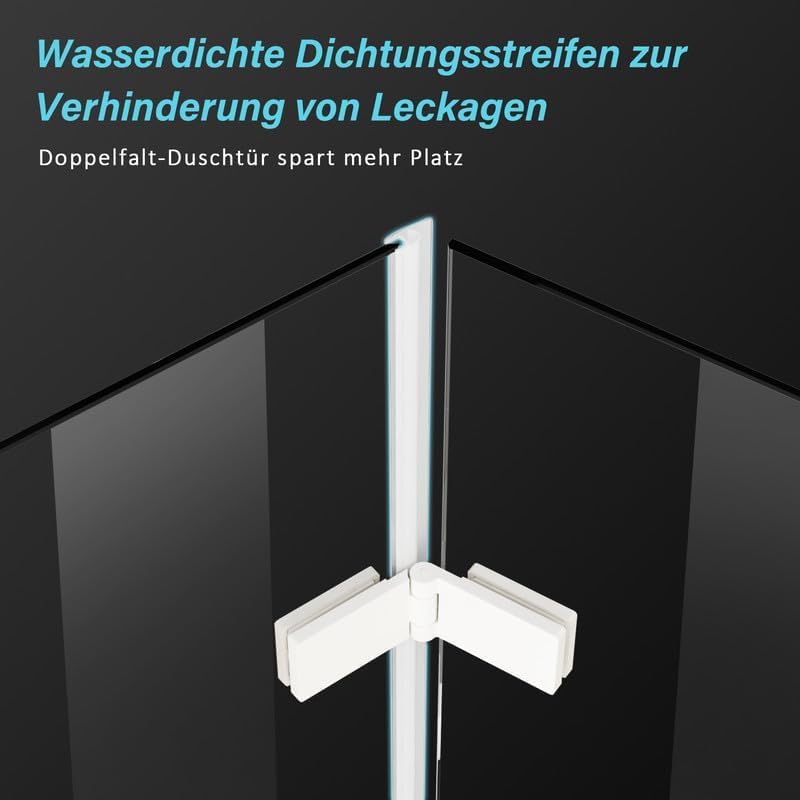 Duschwand für Badewanne 120x140cm Duschabtrennung, 3-Teilig Faltbar klar Badewannenaufsatz, Duschtrennwand mit 6mm NANO ESG Sicherheitsglas, Badewannenfaltwand in Weiß Alu